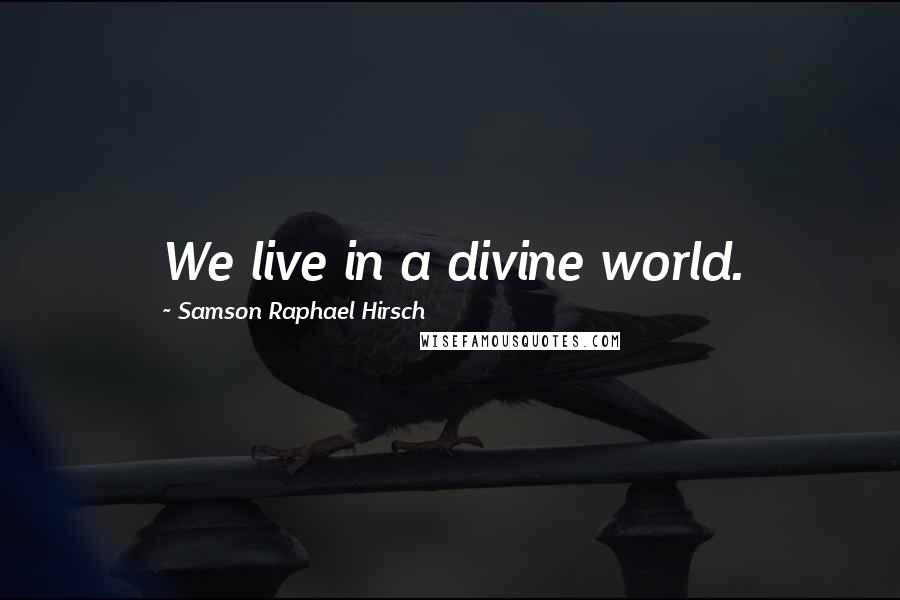 Samson Raphael Hirsch Quotes: We live in a divine world.