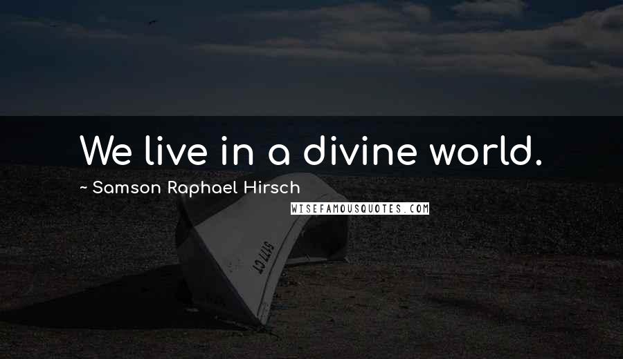 Samson Raphael Hirsch Quotes: We live in a divine world.