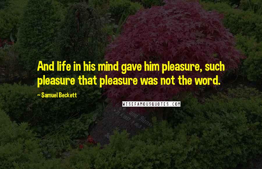 Samuel Beckett Quotes: And life in his mind gave him pleasure, such pleasure that pleasure was not the word.