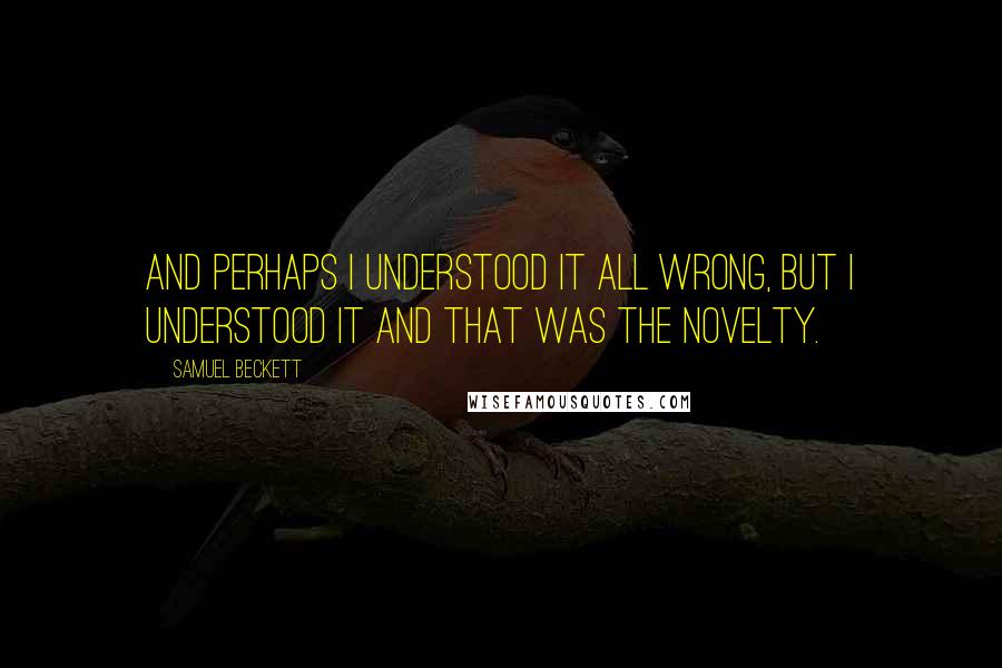 Samuel Beckett Quotes: And perhaps I understood it all wrong, but I understood it and that was the novelty.