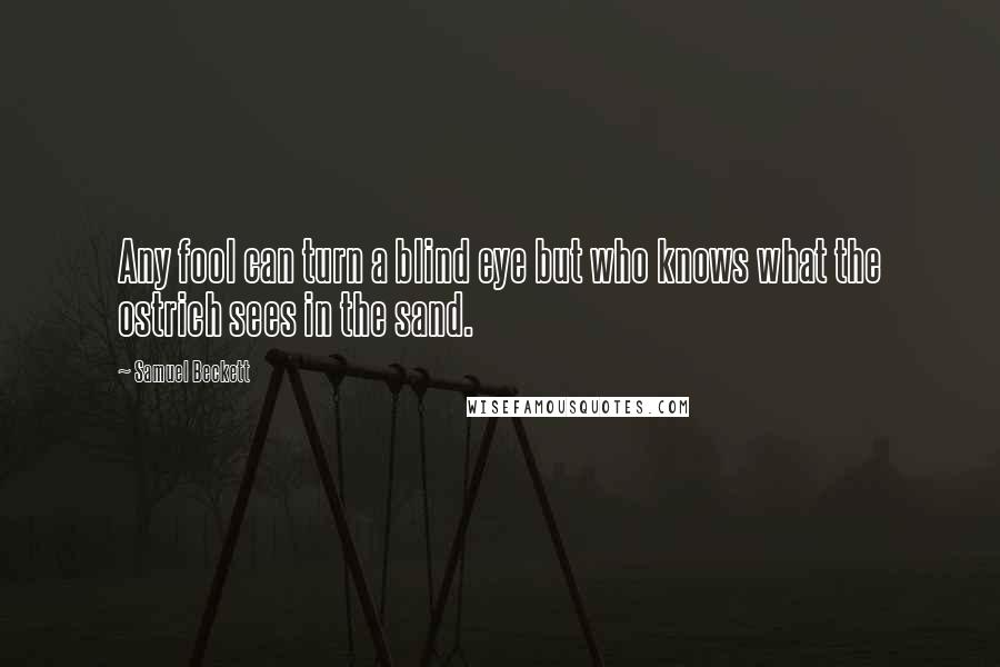 Samuel Beckett Quotes: Any fool can turn a blind eye but who knows what the ostrich sees in the sand.