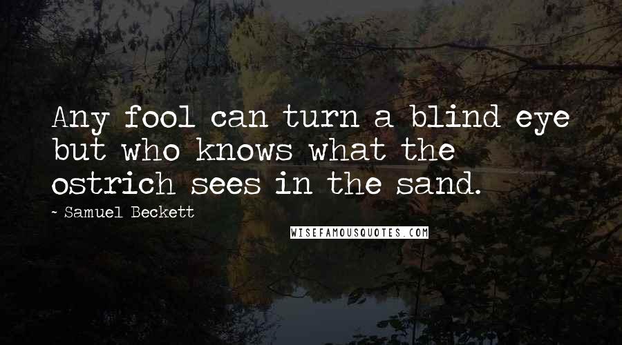 Samuel Beckett Quotes: Any fool can turn a blind eye but who knows what the ostrich sees in the sand.