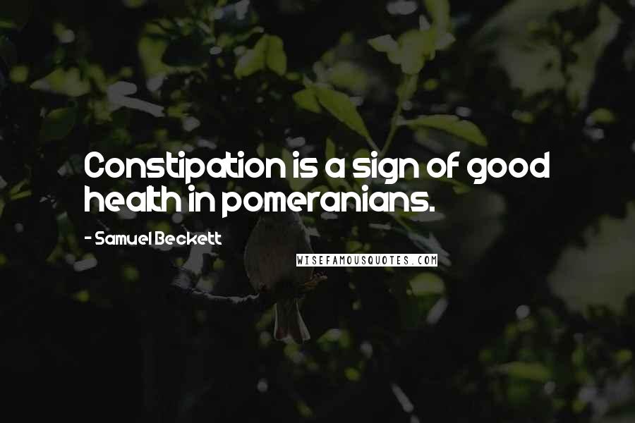 Samuel Beckett Quotes: Constipation is a sign of good health in pomeranians.
