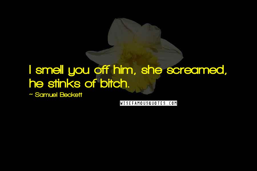 Samuel Beckett Quotes: I smell you off him, she screamed, he stinks of bitch.