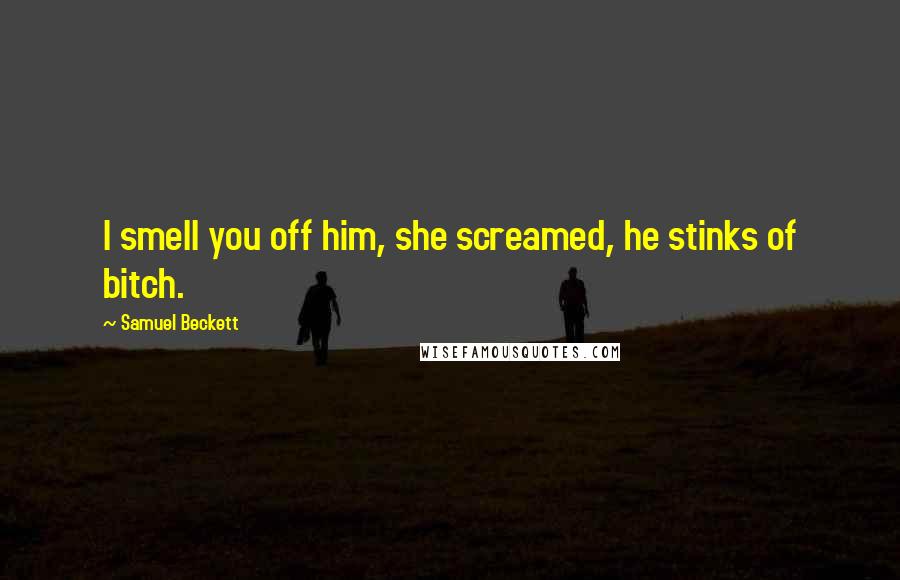Samuel Beckett Quotes: I smell you off him, she screamed, he stinks of bitch.