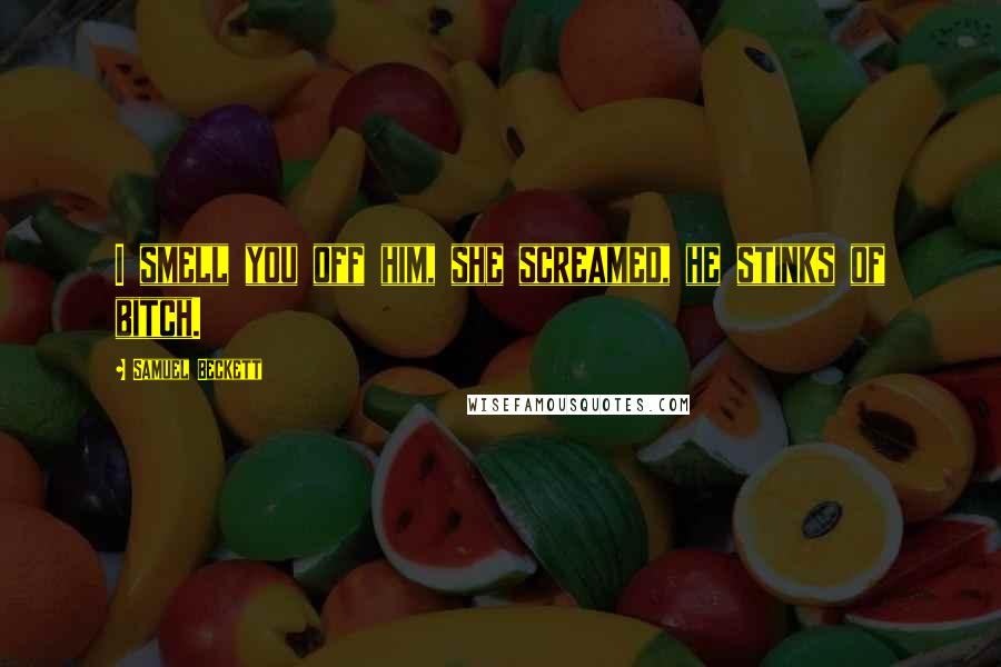 Samuel Beckett Quotes: I smell you off him, she screamed, he stinks of bitch.