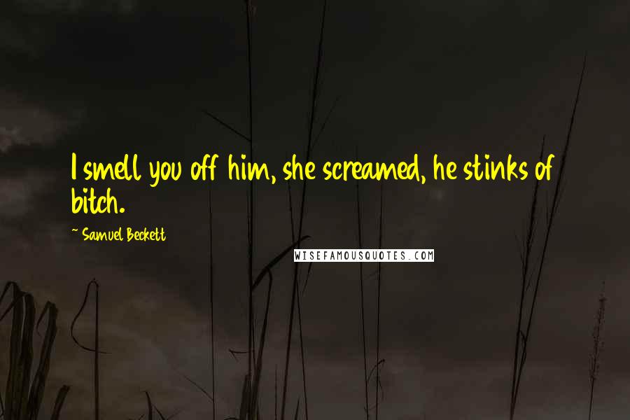 Samuel Beckett Quotes: I smell you off him, she screamed, he stinks of bitch.