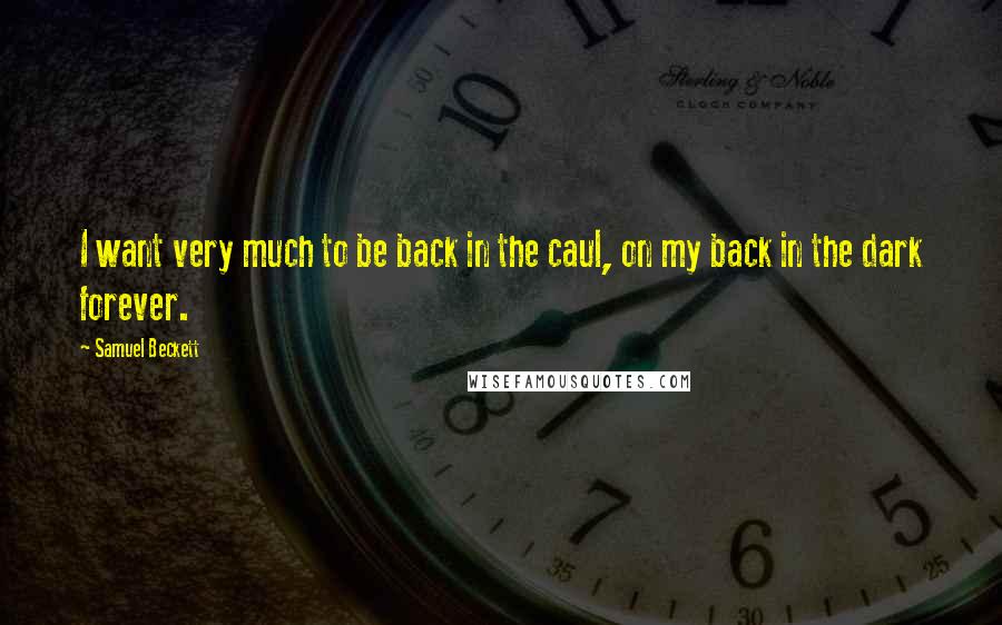 Samuel Beckett Quotes: I want very much to be back in the caul, on my back in the dark forever.