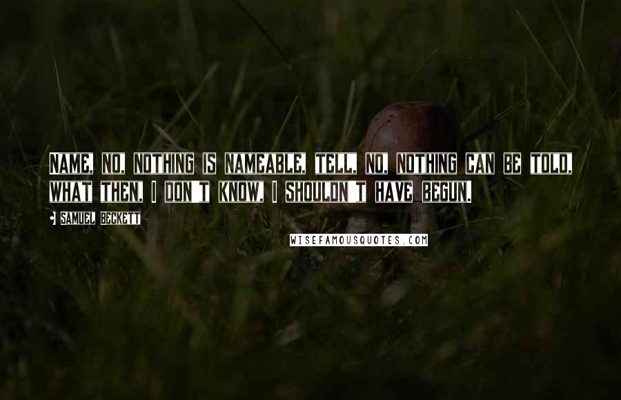 Samuel Beckett Quotes: Name, no, nothing is nameable, tell, no, nothing can be told, what then, I don't know, I shouldn't have begun.
