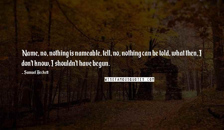 Samuel Beckett Quotes: Name, no, nothing is nameable, tell, no, nothing can be told, what then, I don't know, I shouldn't have begun.