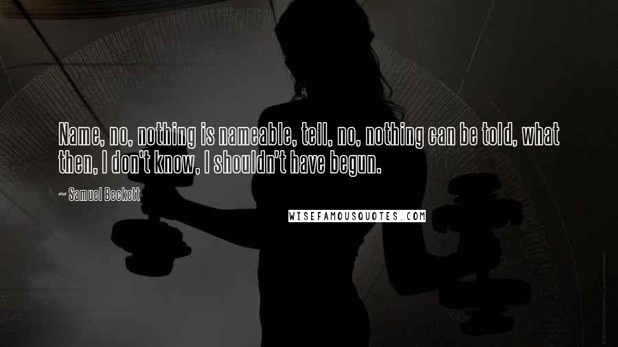 Samuel Beckett Quotes: Name, no, nothing is nameable, tell, no, nothing can be told, what then, I don't know, I shouldn't have begun.