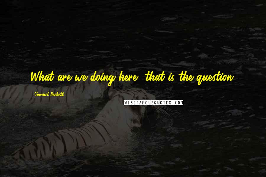 Samuel Beckett Quotes: What are we doing here, that is the question.