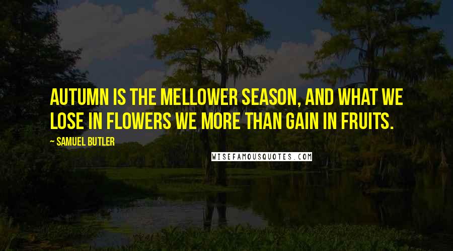 Samuel Butler Quotes: Autumn is the mellower season, and what we lose in flowers we more than gain in fruits.
