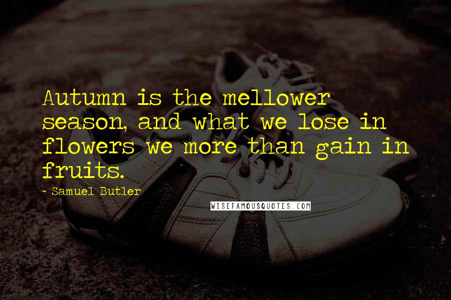 Samuel Butler Quotes: Autumn is the mellower season, and what we lose in flowers we more than gain in fruits.