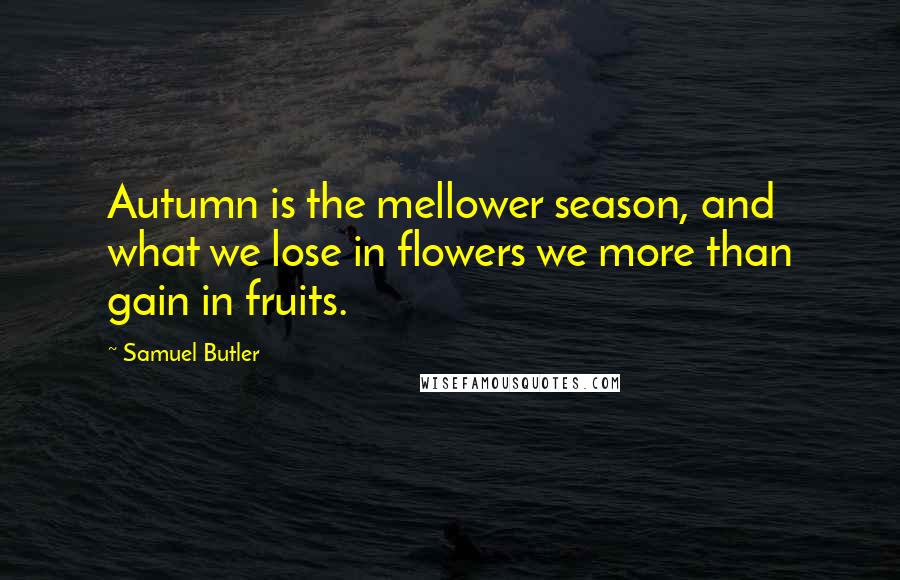 Samuel Butler Quotes: Autumn is the mellower season, and what we lose in flowers we more than gain in fruits.