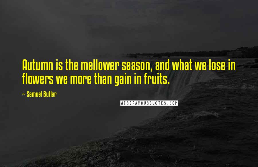 Samuel Butler Quotes: Autumn is the mellower season, and what we lose in flowers we more than gain in fruits.