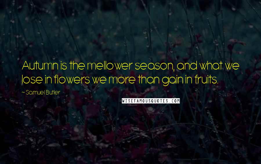 Samuel Butler Quotes: Autumn is the mellower season, and what we lose in flowers we more than gain in fruits.