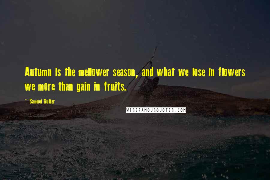 Samuel Butler Quotes: Autumn is the mellower season, and what we lose in flowers we more than gain in fruits.