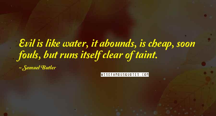 Samuel Butler Quotes: Evil is like water, it abounds, is cheap, soon fouls, but runs itself clear of taint.