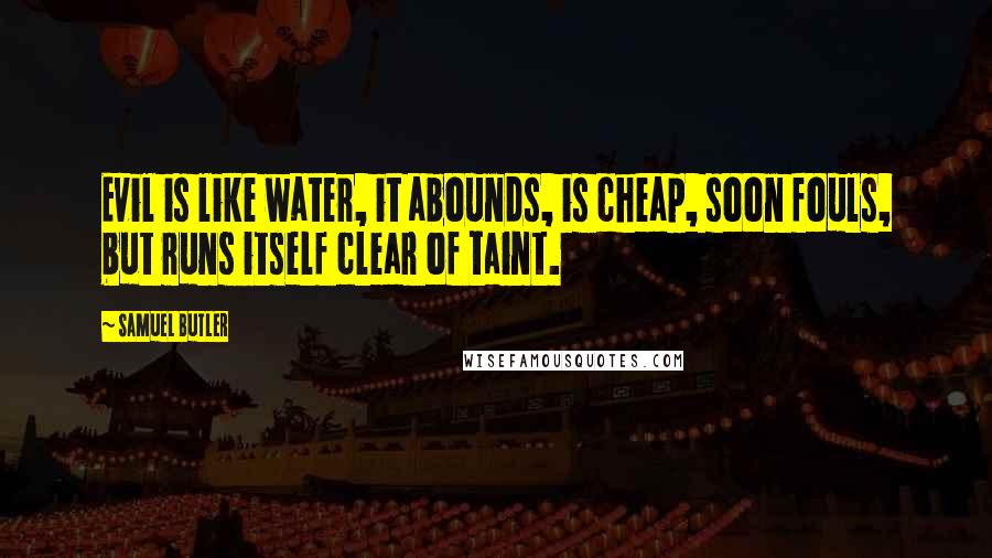 Samuel Butler Quotes: Evil is like water, it abounds, is cheap, soon fouls, but runs itself clear of taint.