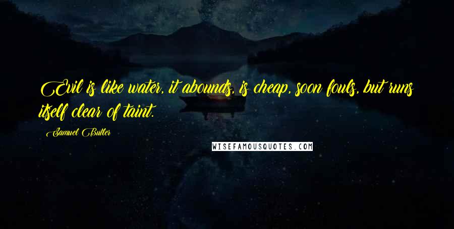 Samuel Butler Quotes: Evil is like water, it abounds, is cheap, soon fouls, but runs itself clear of taint.