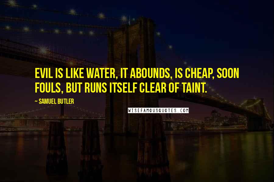 Samuel Butler Quotes: Evil is like water, it abounds, is cheap, soon fouls, but runs itself clear of taint.