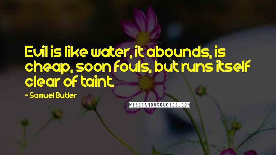 Samuel Butler Quotes: Evil is like water, it abounds, is cheap, soon fouls, but runs itself clear of taint.