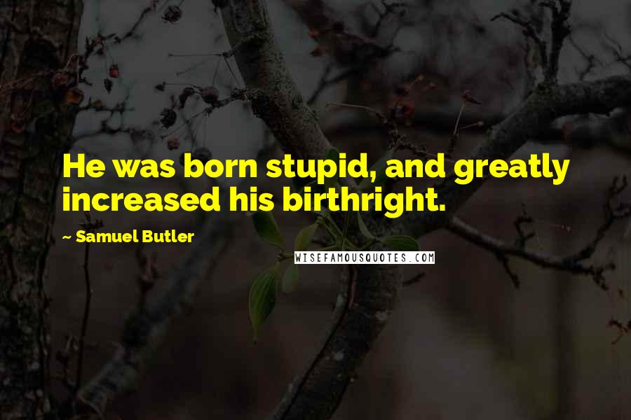Samuel Butler Quotes: He was born stupid, and greatly increased his birthright.
