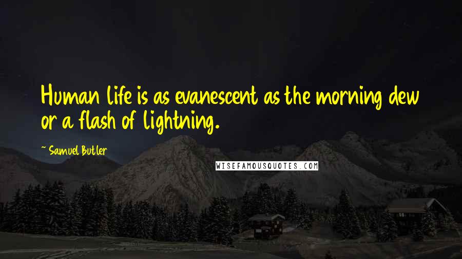 Samuel Butler Quotes: Human life is as evanescent as the morning dew or a flash of lightning.