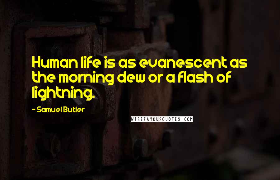 Samuel Butler Quotes: Human life is as evanescent as the morning dew or a flash of lightning.