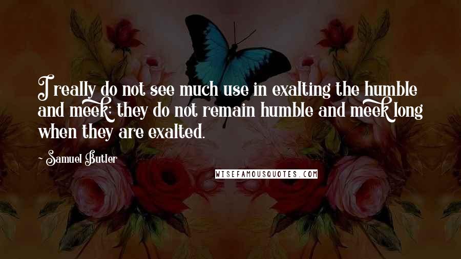 Samuel Butler Quotes: I really do not see much use in exalting the humble and meek; they do not remain humble and meek long when they are exalted.