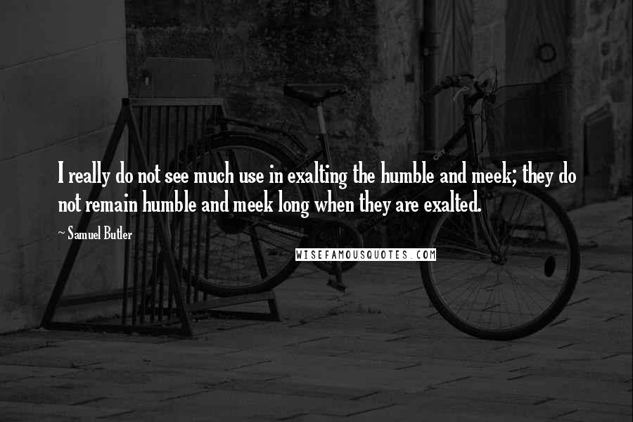 Samuel Butler Quotes: I really do not see much use in exalting the humble and meek; they do not remain humble and meek long when they are exalted.