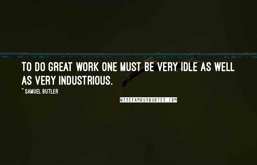 Samuel Butler Quotes: To do great work one must be very idle as well as very industrious.
