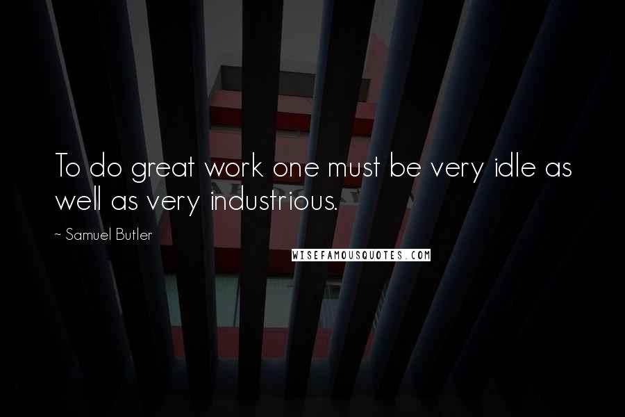Samuel Butler Quotes: To do great work one must be very idle as well as very industrious.