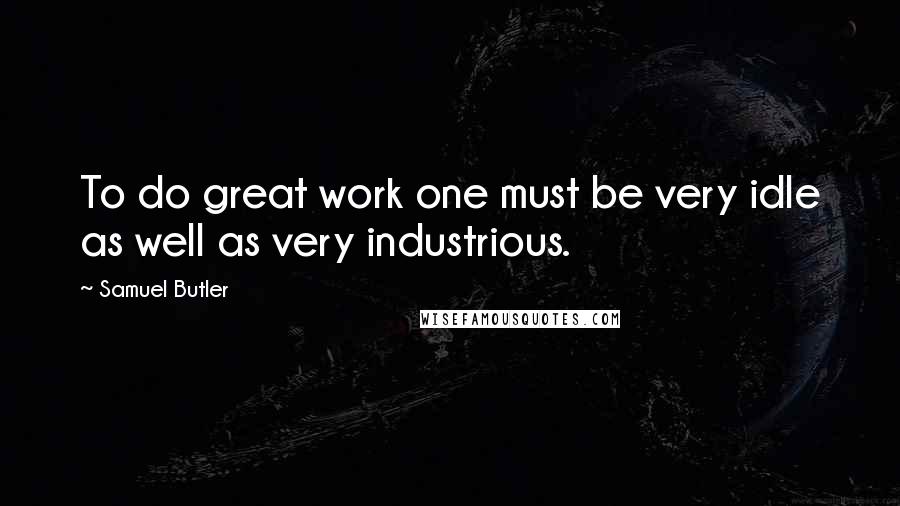 Samuel Butler Quotes: To do great work one must be very idle as well as very industrious.