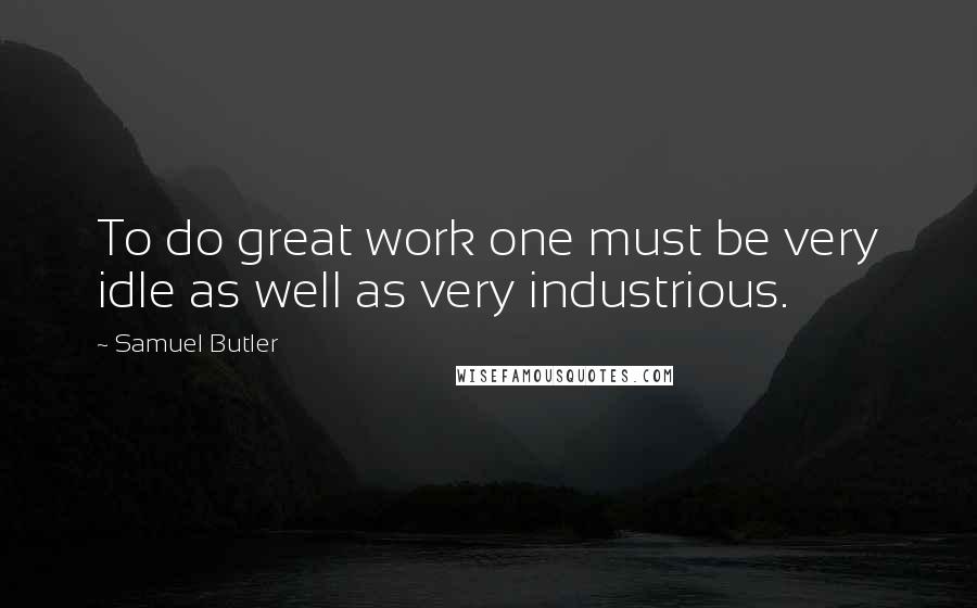 Samuel Butler Quotes: To do great work one must be very idle as well as very industrious.