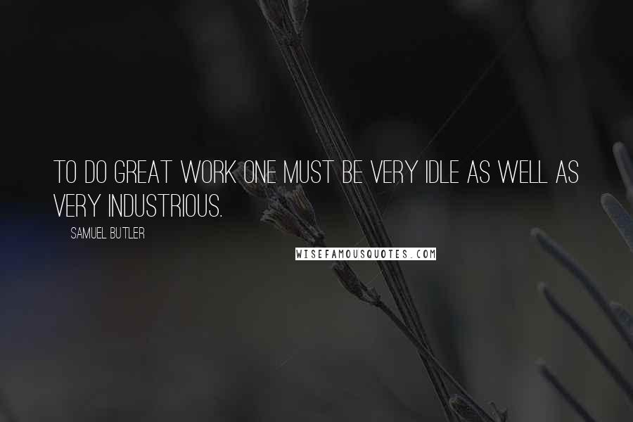 Samuel Butler Quotes: To do great work one must be very idle as well as very industrious.