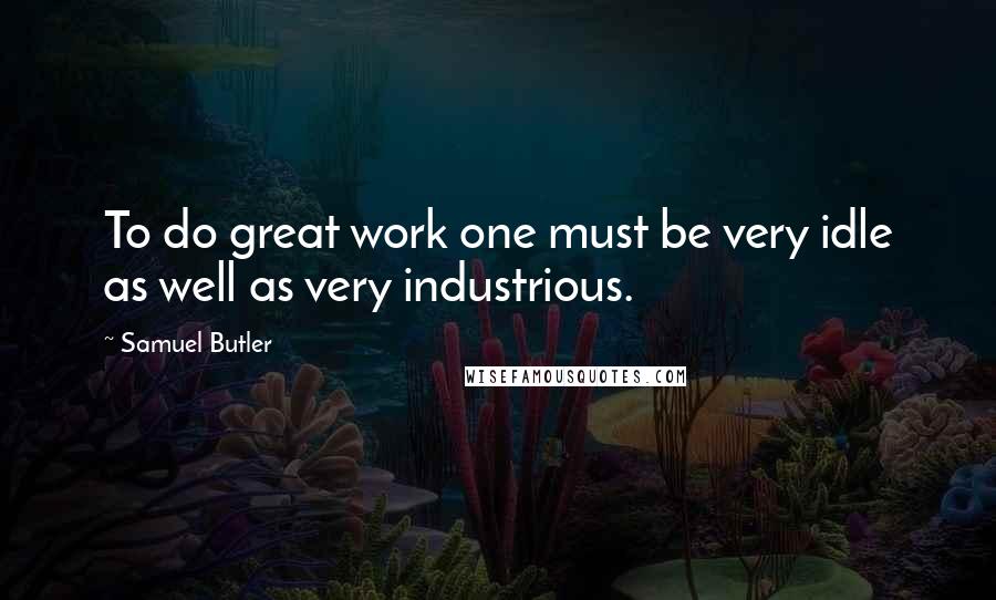Samuel Butler Quotes: To do great work one must be very idle as well as very industrious.