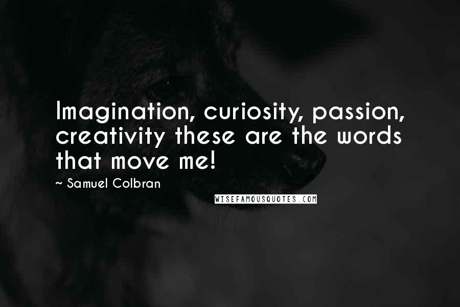 Samuel Colbran Quotes: Imagination, curiosity, passion, creativity these are the words that move me!