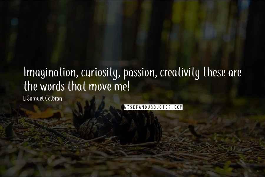 Samuel Colbran Quotes: Imagination, curiosity, passion, creativity these are the words that move me!
