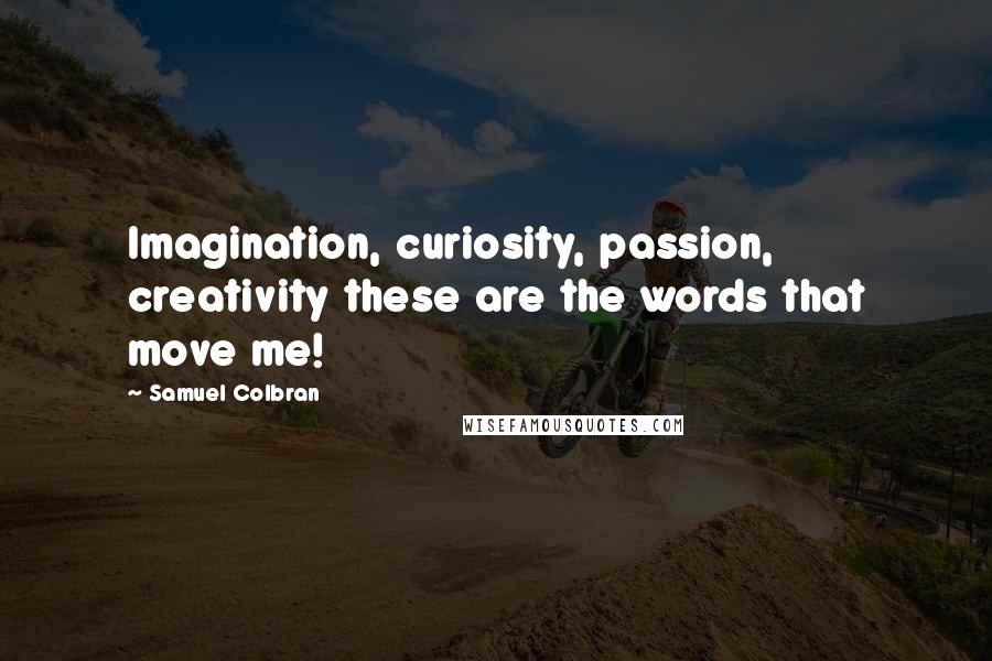 Samuel Colbran Quotes: Imagination, curiosity, passion, creativity these are the words that move me!