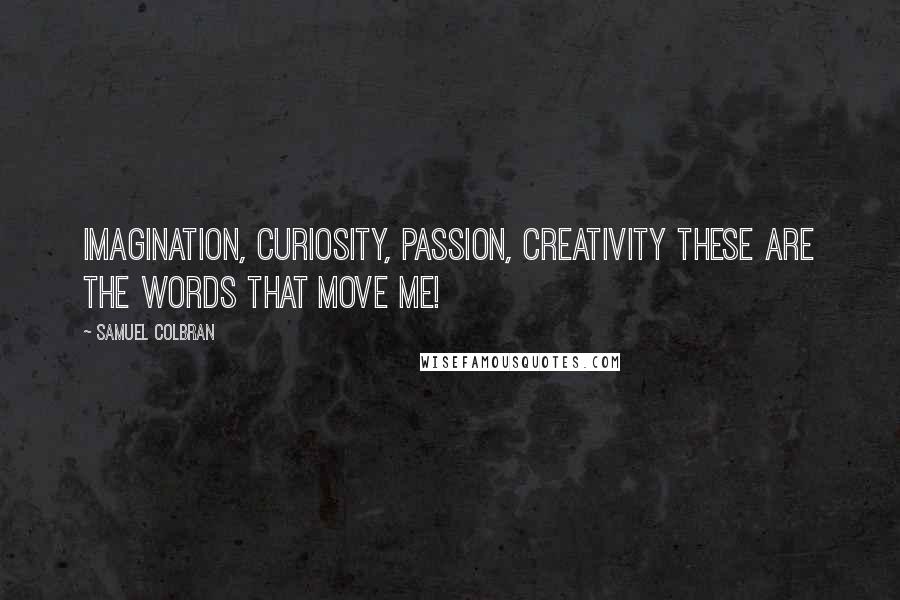 Samuel Colbran Quotes: Imagination, curiosity, passion, creativity these are the words that move me!