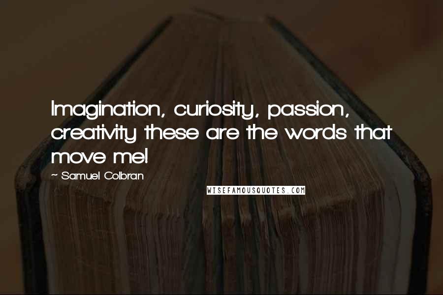 Samuel Colbran Quotes: Imagination, curiosity, passion, creativity these are the words that move me!