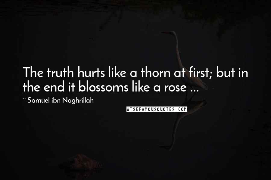 Samuel Ibn Naghrillah Quotes: The truth hurts like a thorn at first; but in the end it blossoms like a rose ...