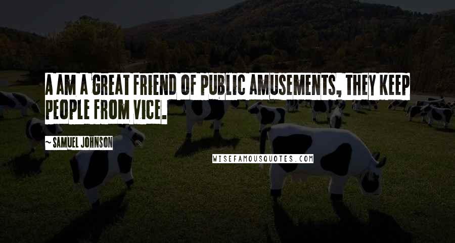 Samuel Johnson Quotes: A am a great friend of public amusements, they keep people from vice.