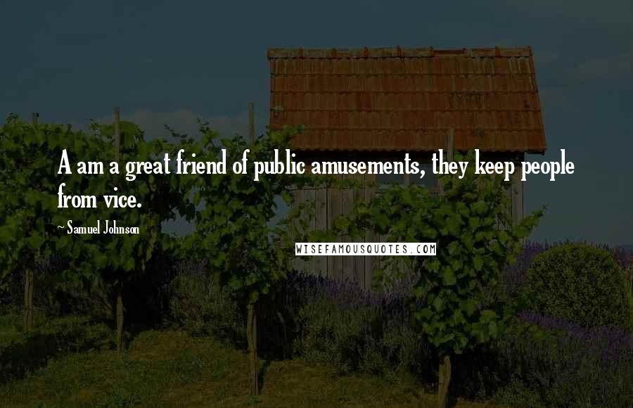 Samuel Johnson Quotes: A am a great friend of public amusements, they keep people from vice.