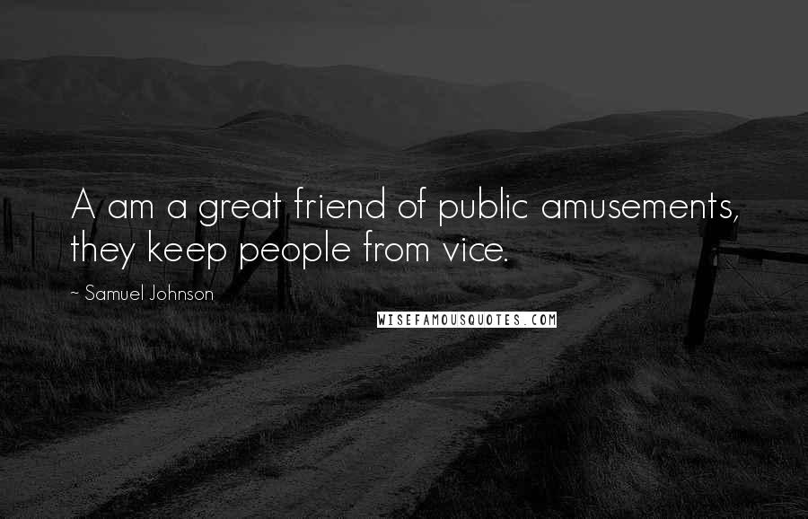 Samuel Johnson Quotes: A am a great friend of public amusements, they keep people from vice.