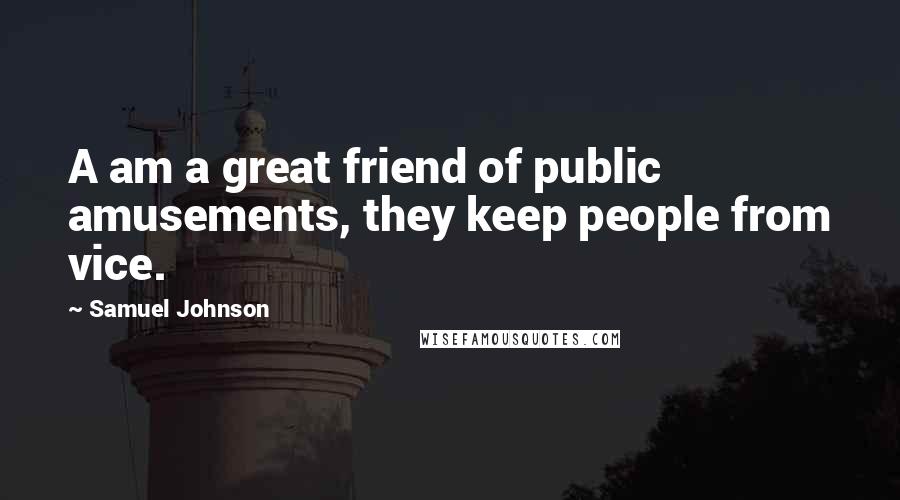 Samuel Johnson Quotes: A am a great friend of public amusements, they keep people from vice.