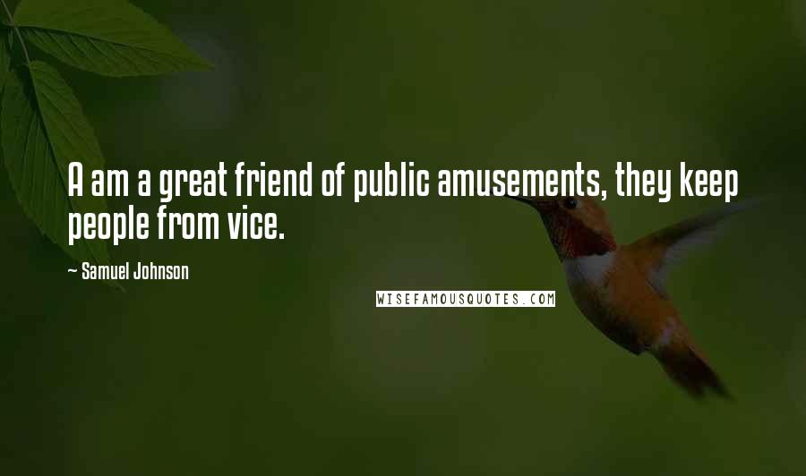 Samuel Johnson Quotes: A am a great friend of public amusements, they keep people from vice.