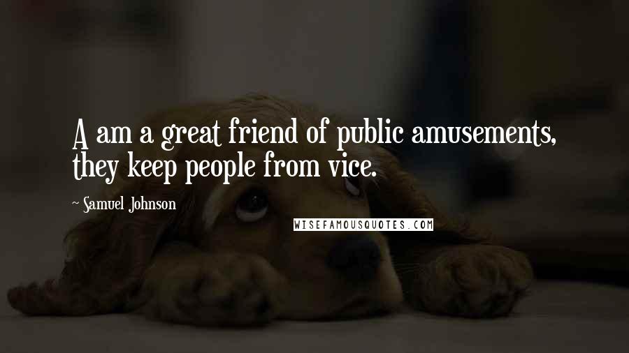 Samuel Johnson Quotes: A am a great friend of public amusements, they keep people from vice.
